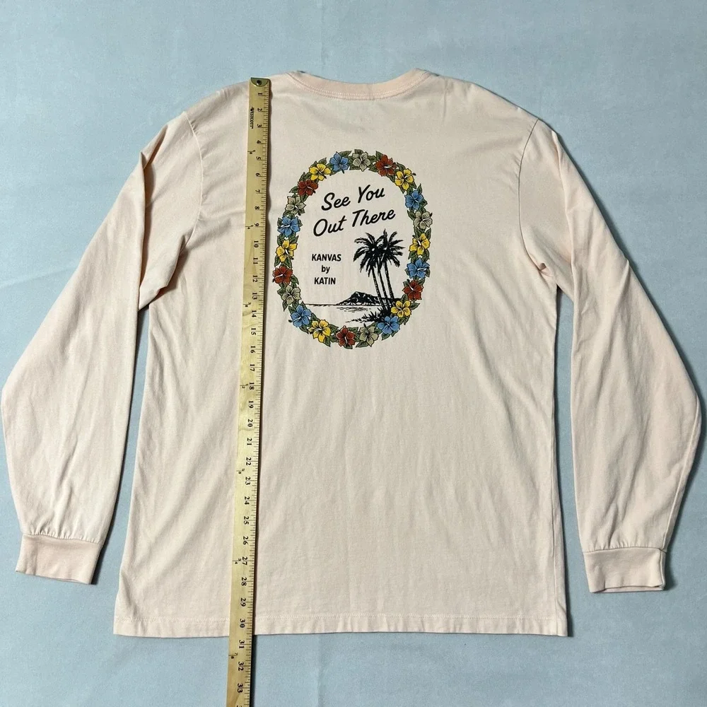 Kanvas by Katin T Shirt Men XL Long Sleeve See You Out There Pink Organic Cotton